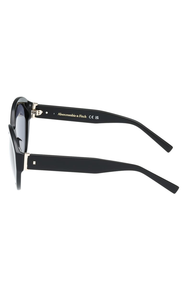 ABERCROMBIE & FITCH 54mm Round Sunglasses, Alternate, color, Shiny Black / Smoke