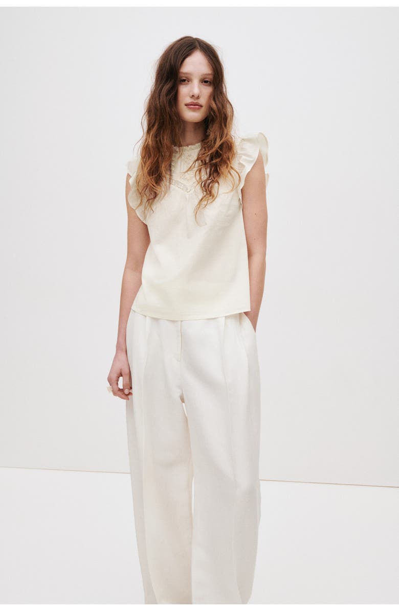 H&M Pintucked Cotton Top, Alternate, color, Cream
