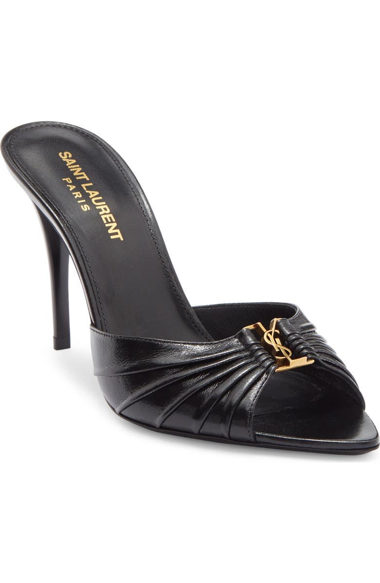 Saint Laurent Babylobne Slide Sandal, Main, color, Nero