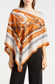 La Fiorentina Chain Print Satin Poncho