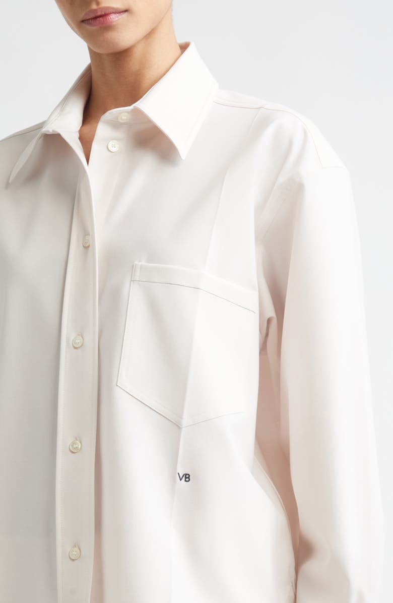Victoria Beckham Long Sleeve Crop Button-Up Shirt, Alternate, color, Bone