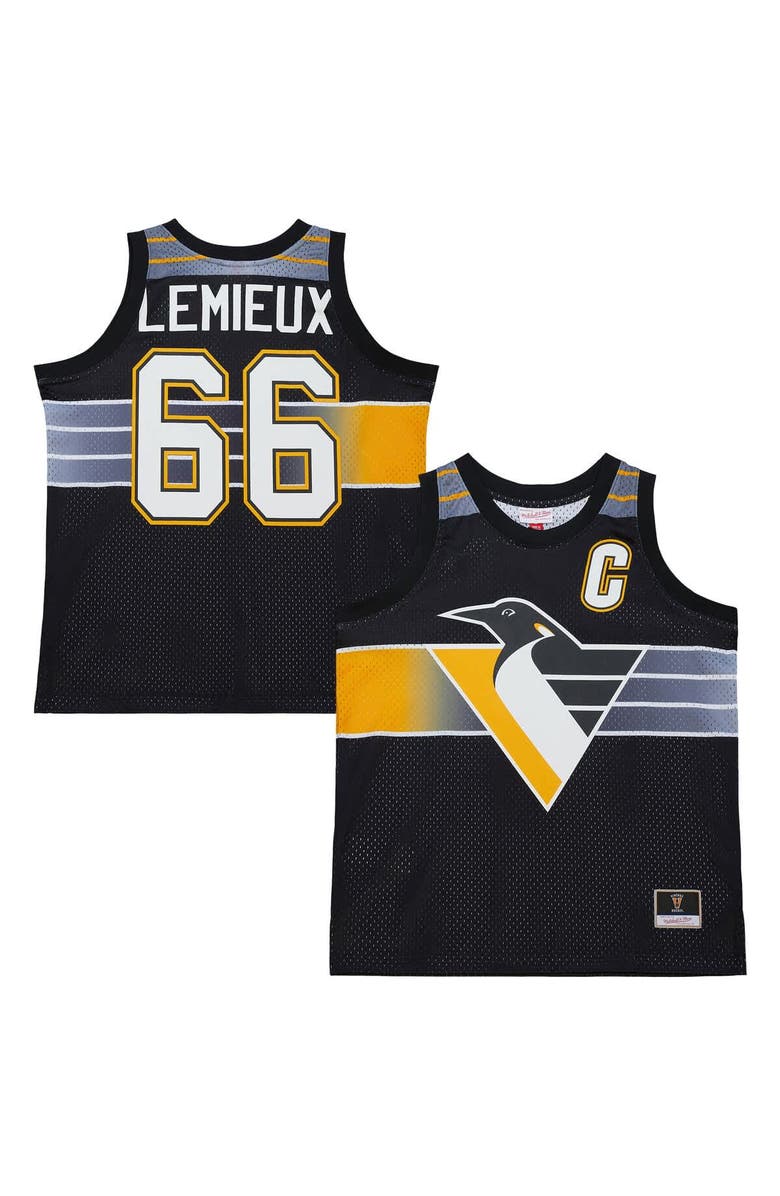 Mitchell & Ness Unisex Mitchell & Ness Mario Lemieux Black Pittsburgh Penguins Maxxed Out Fashion Basketball Jersey, Main, color, Black