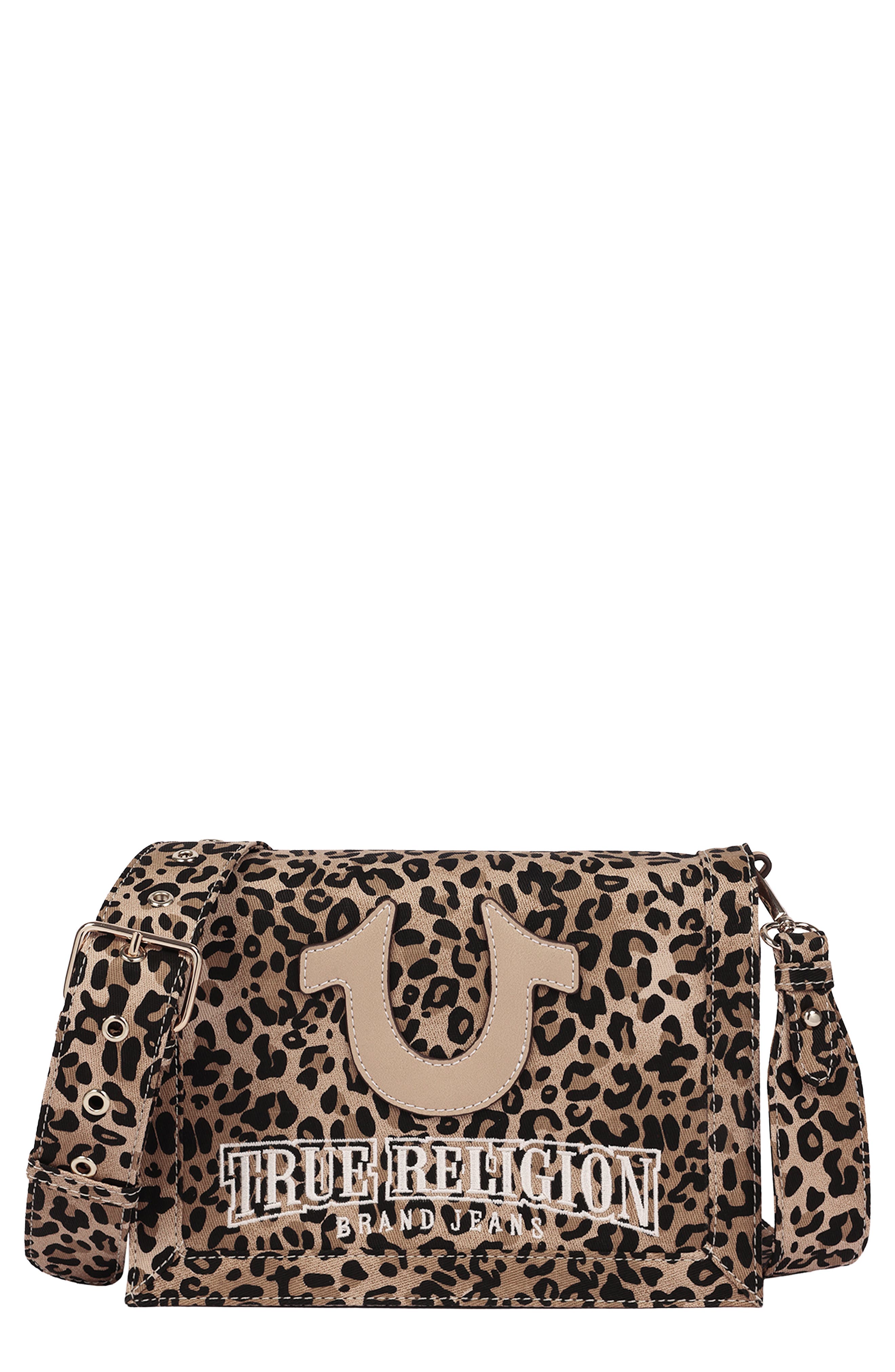 Bling Logo Leopard Messenger Bag, Main, color, LEOPARD