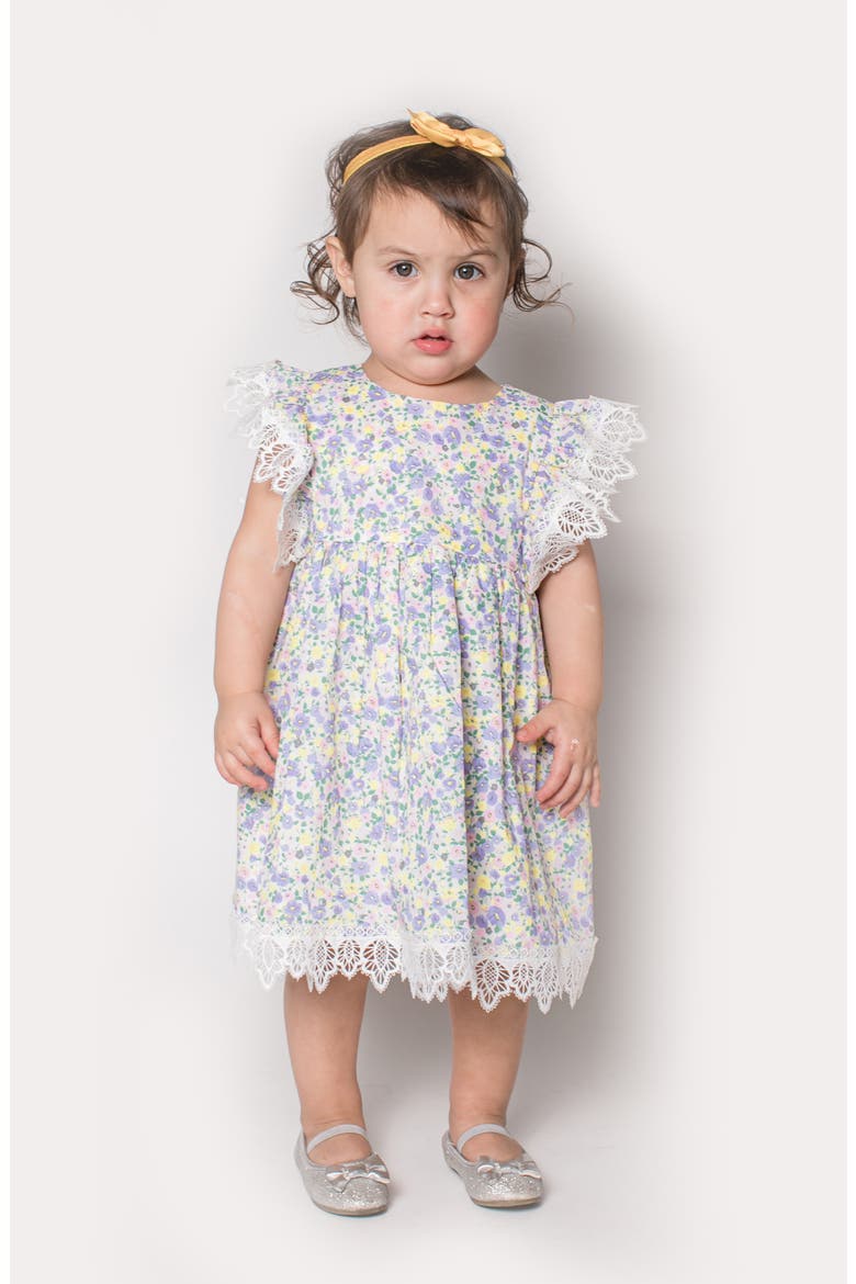 Kids' Floral Lace Trim Cotton Dress, Alternate, color, MULTI