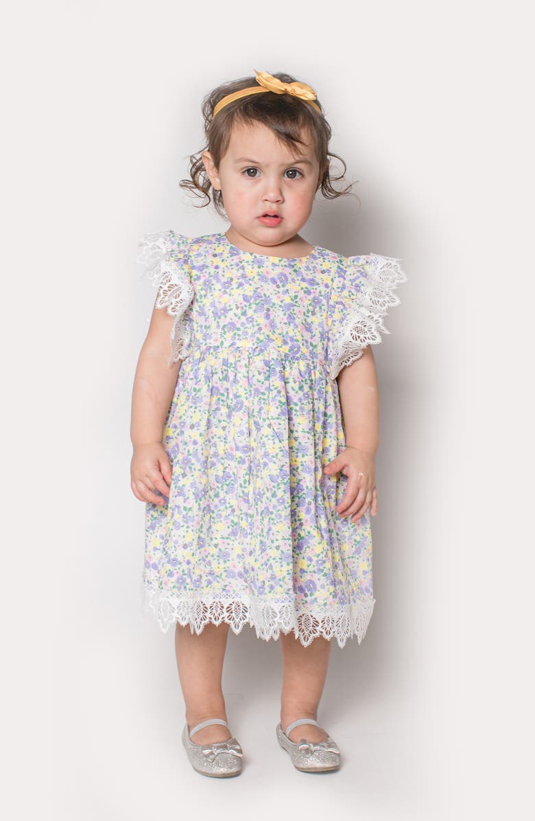 Popatu Kids' Floral Lace Trim Cotton Dress, Alternate, color,