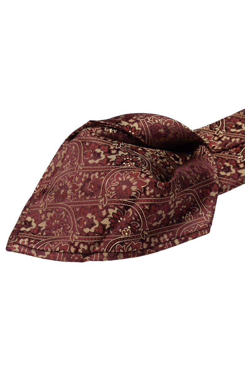 Caruso - Silk Jacquard Tie for Men, Alternate, color, Burgundy