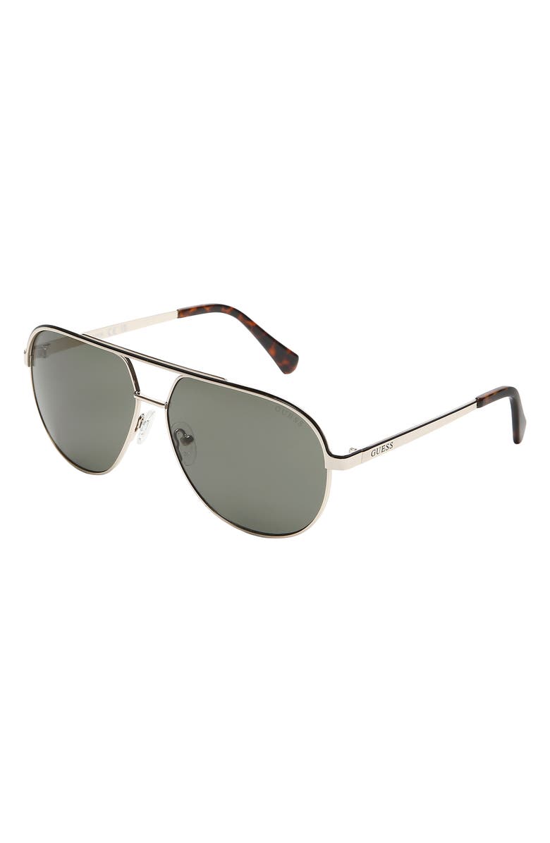 GUESS 60mm Pilot Sunglasses, Alternate, color, Gold