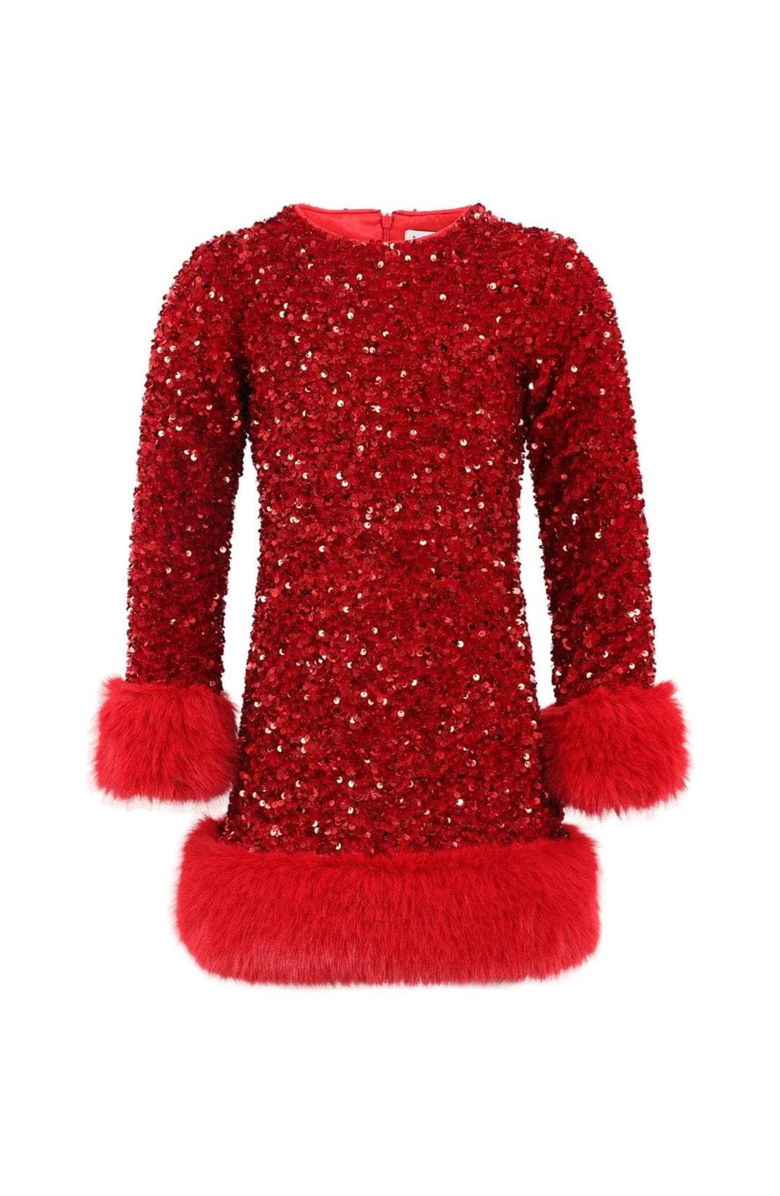 Lola + The Boys Shimmer Dress, Main, color, Red
