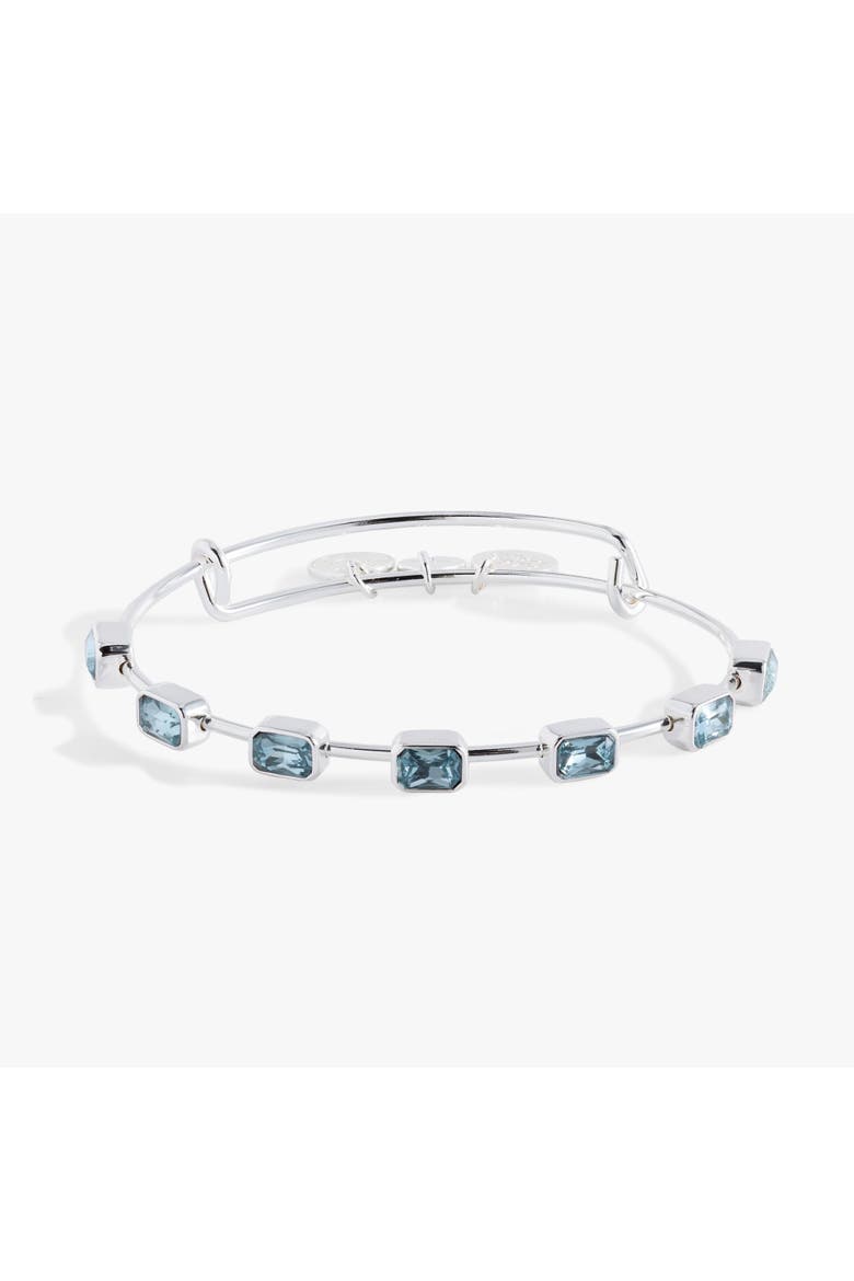 March Birthstone Emerald Cut Bangle, Main, color, Silver