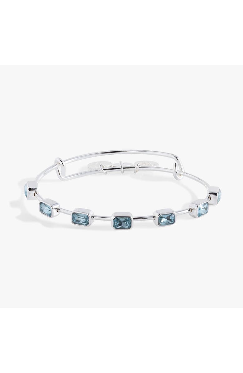 Alex and Ani March Birthstone Emerald Cut Bangle, Main, color, Silver