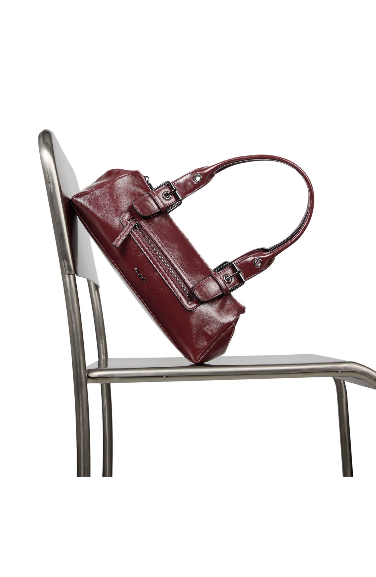 Darabelia Faux Leather Satchel, Alternate, color, BURGUNDY