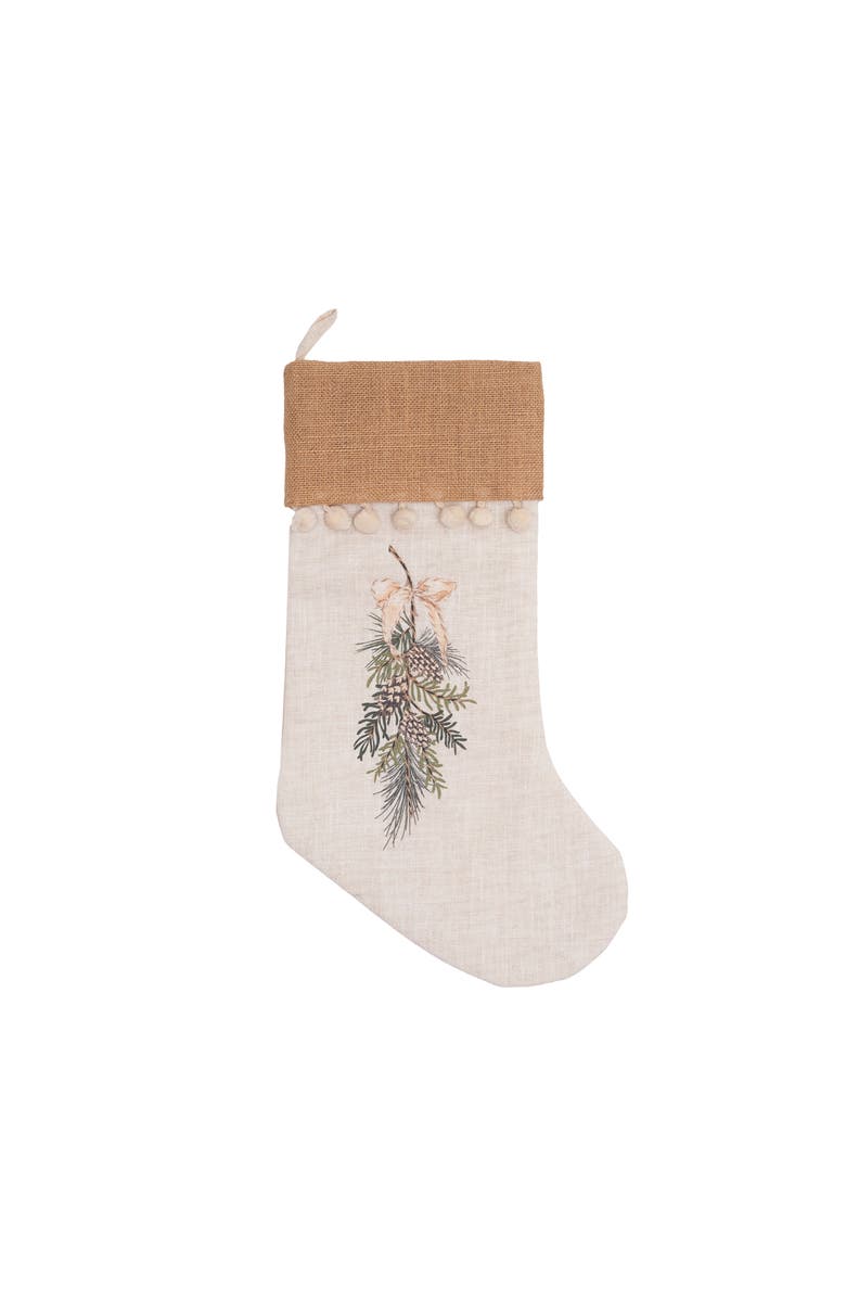 C&F Home Pinecone Swag Hanging Christmas Stocking 20", Main, color, Beige