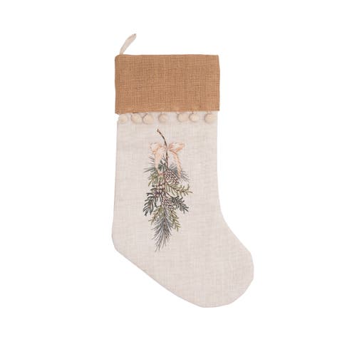 Pinecone Swag Hanging Christmas Stocking 20"