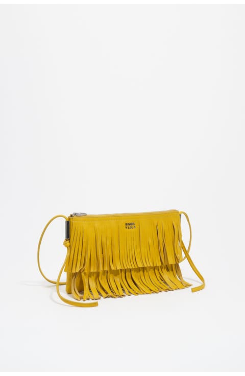 Small Leather Fringed Clutch