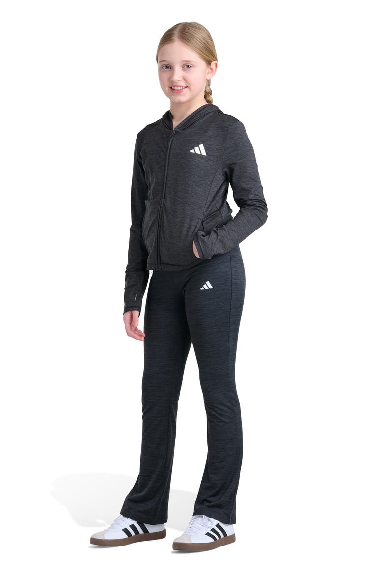 Kids' Full Zip Melange Hoodie, Alternate, color, BLACK/ GREY