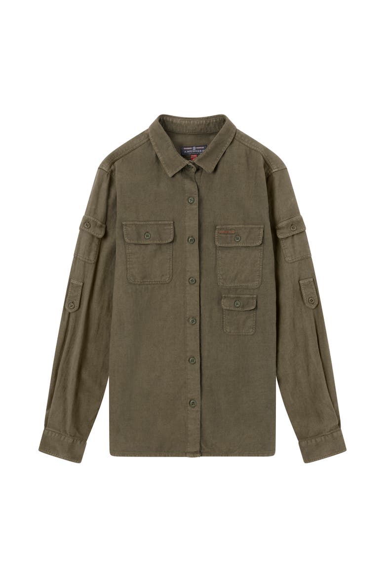 Traveller's Linen Shirt Womens, Main, color, Olive Ash