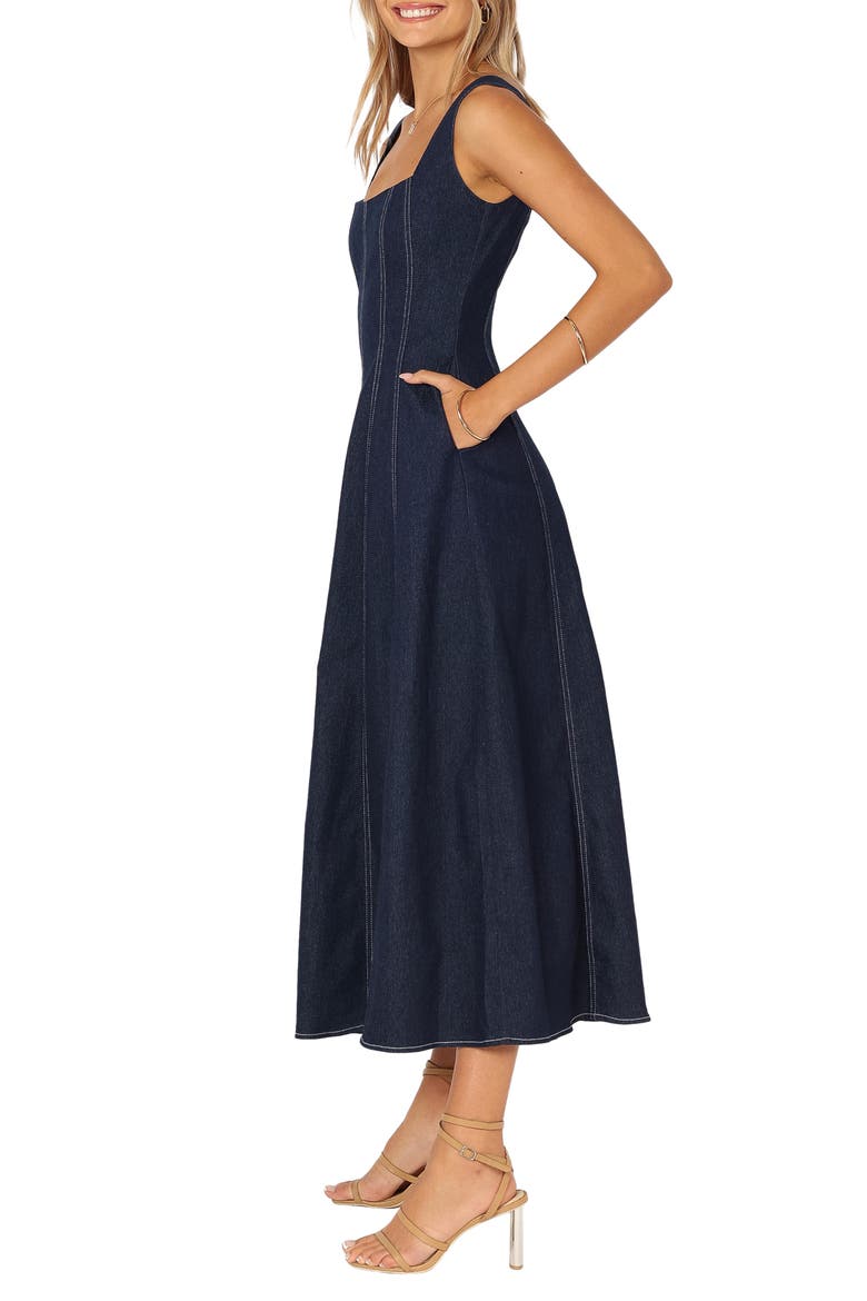 Callum Sleeveless Denim Maxi Dress, Alternate, color, DARK DENIM