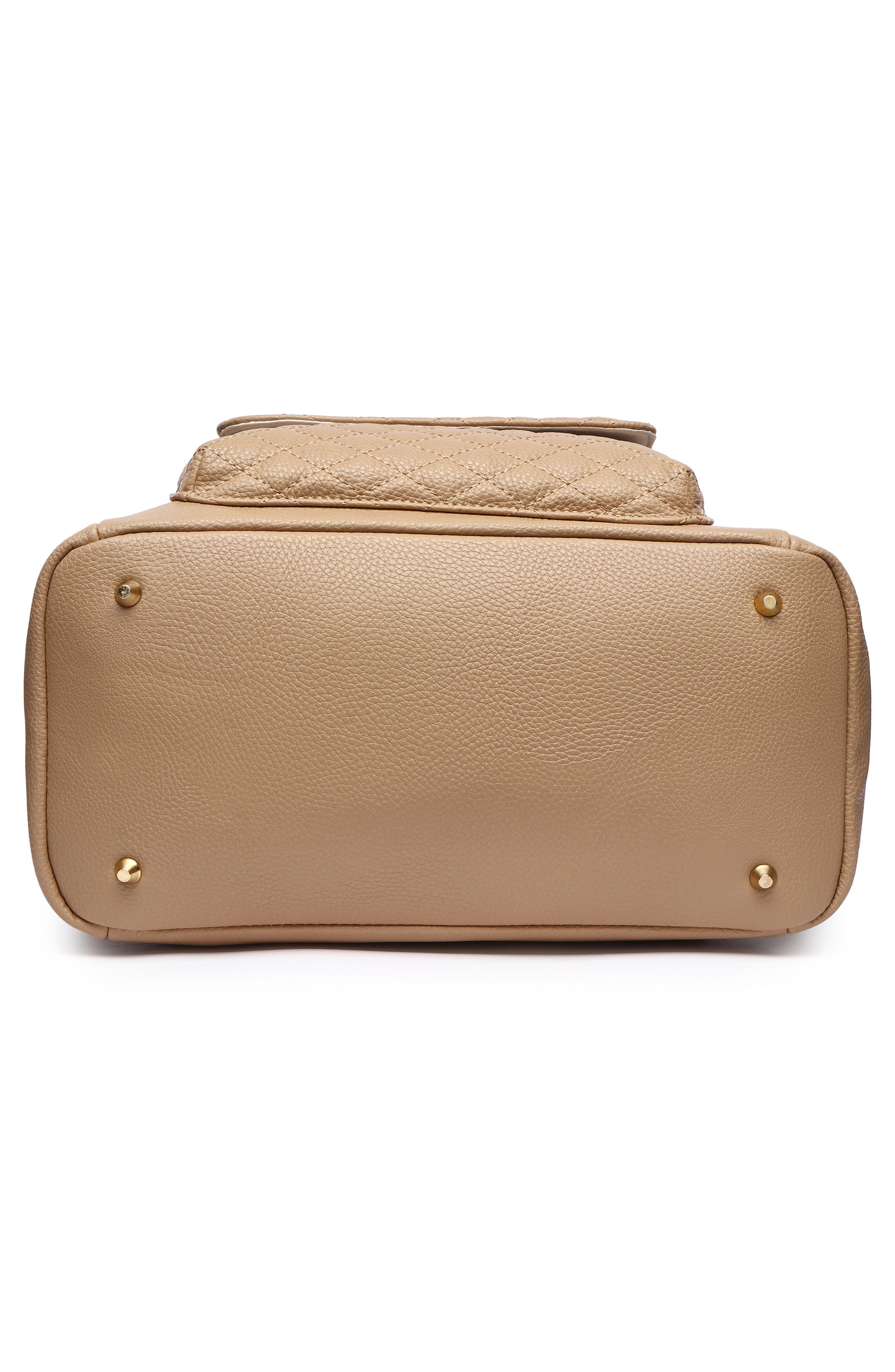 Luli Bebé Monaco Faux Leather Diaper Backpack, Alternate, color, Latte Brown