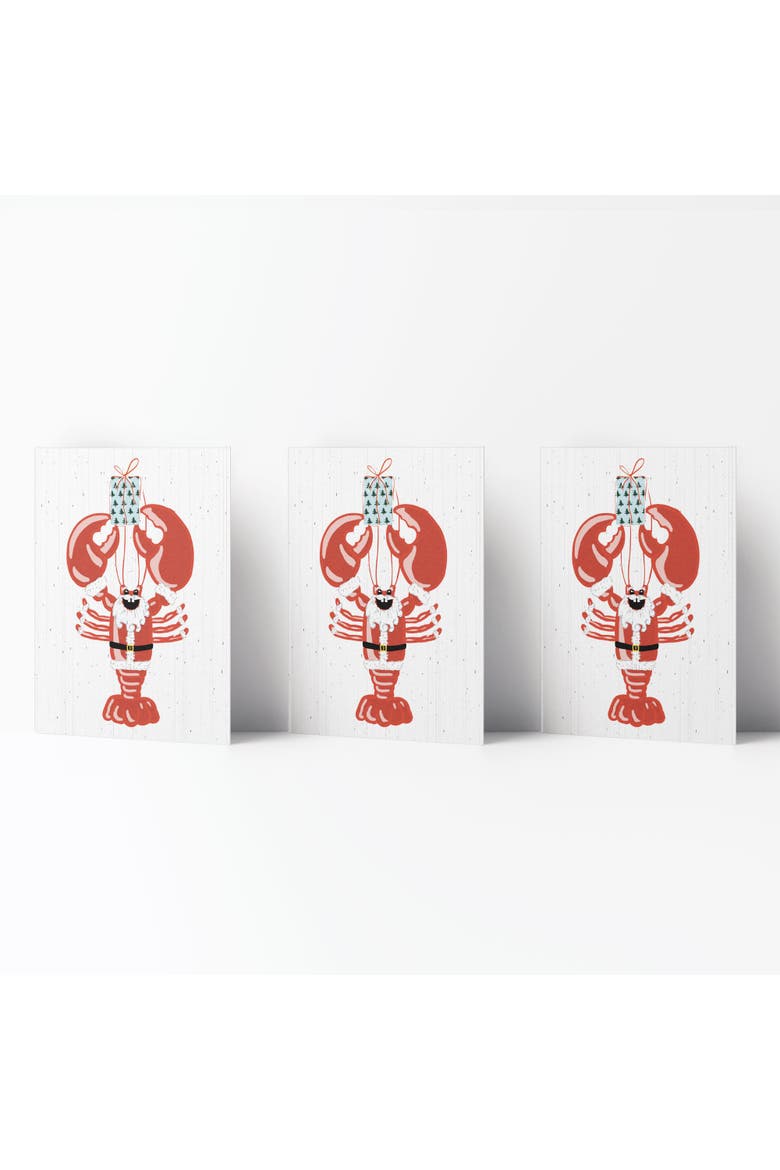 Winter/Holiday Greeting Card Pack Sets (3 ct) Lobstah Santa, Main, color, Multi-Pack