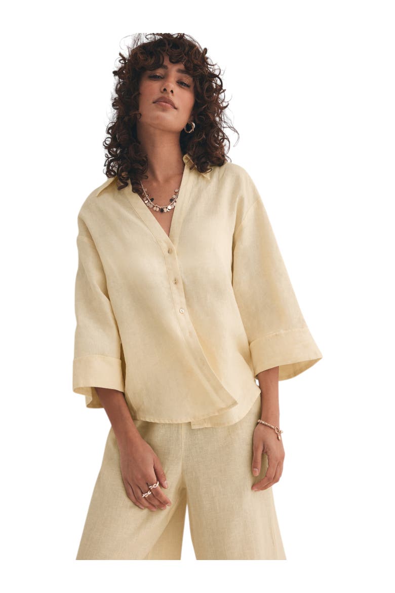Linen Resort Shirt, Main, color, Yellow
