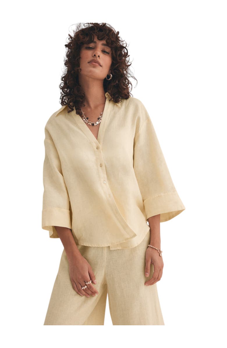 MINT VELVET Linen Resort Shirt, Main, color, Yellow