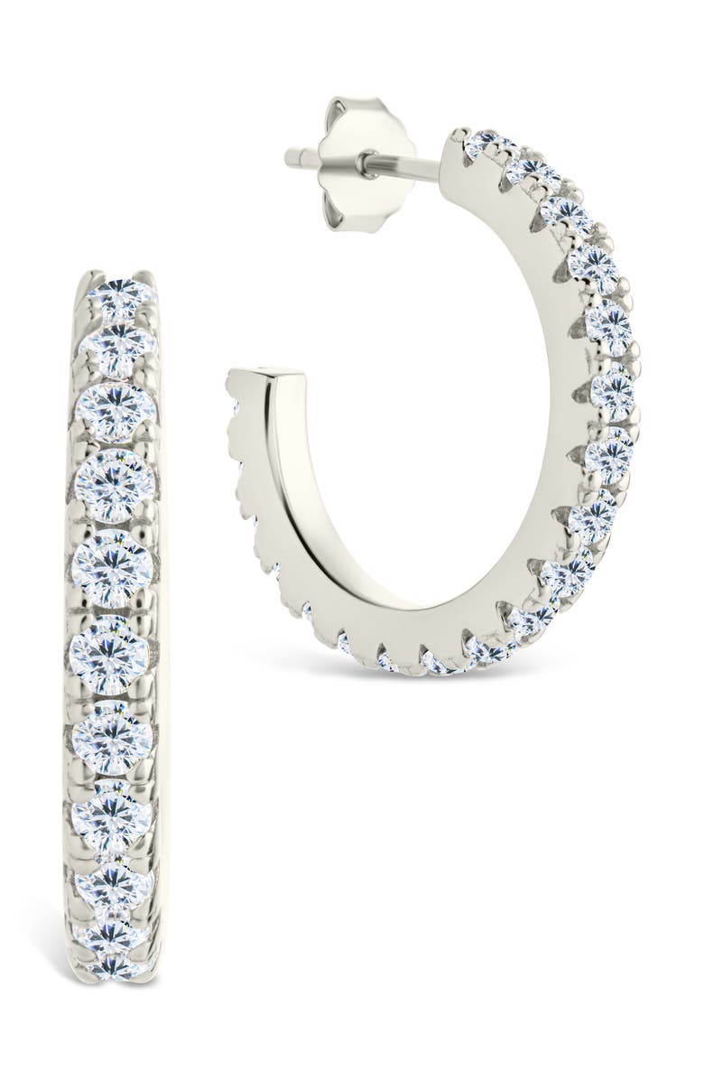Sterling Forever Eleri Cubic Zirconia Hoop Earrings, Main, color, Silver