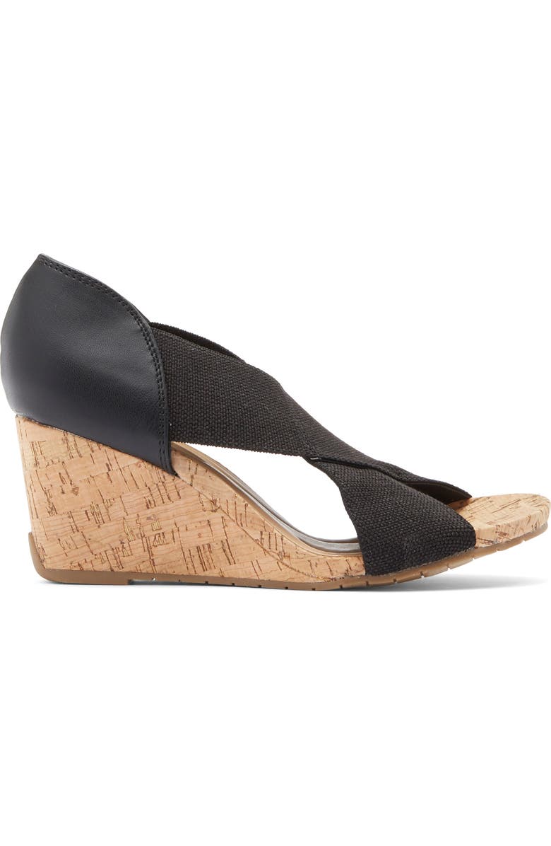 Reaction Kenneth Cole Gelena Stretch Wedge Sandal, Alternate, color, Black Elastic