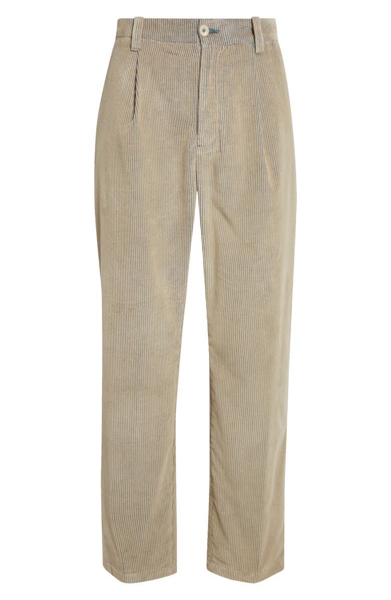 The Elder Statesman Pleated Corduroy Trousers, Alternate, color, Silver/ Camel