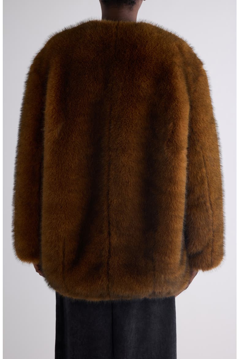 Aglae Boxy Faux Fur Coat, Alternate, color, OCHRE