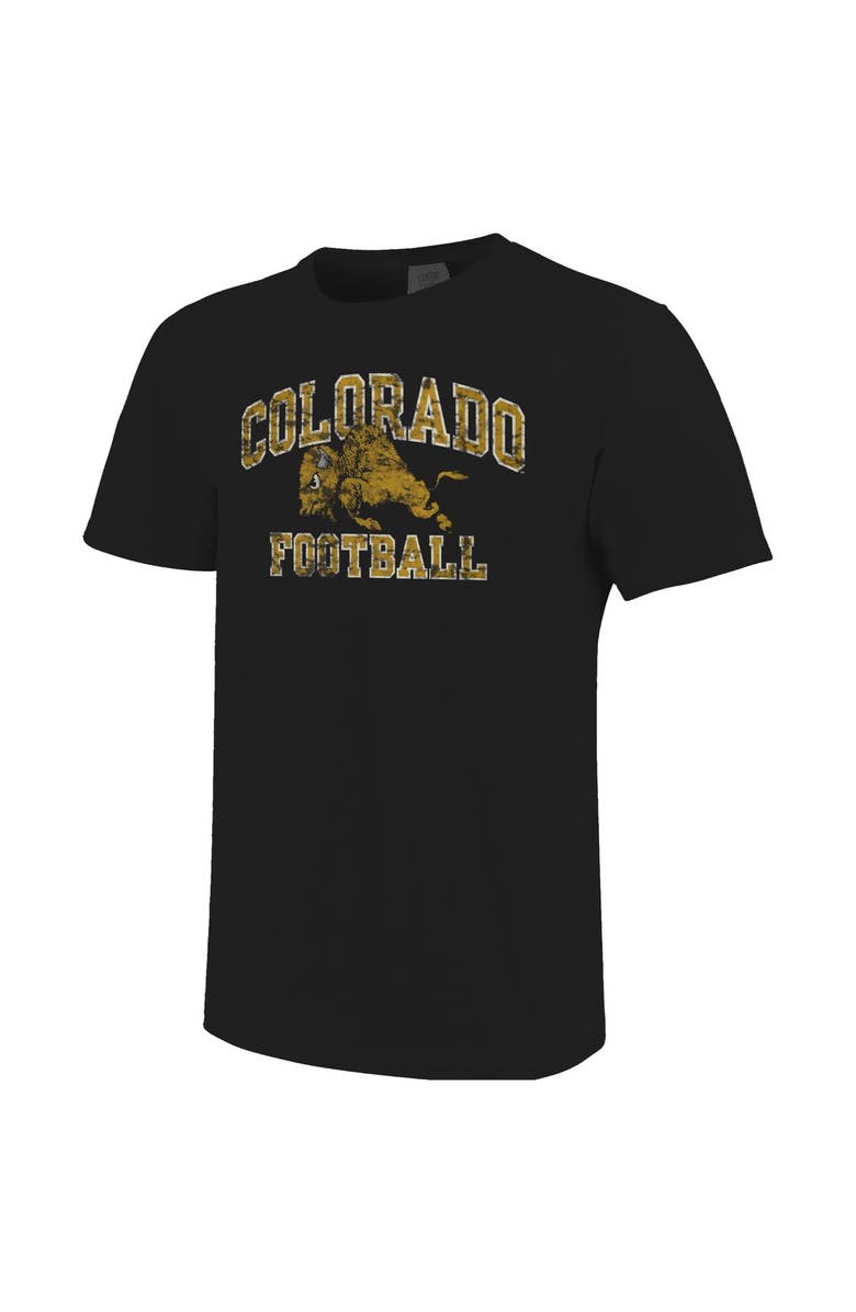 IMAGE ONE Men's Black Colorado Buffaloes Football Arch Over Mascot Comfort Colors T-Shirt, Alternate, color, Black