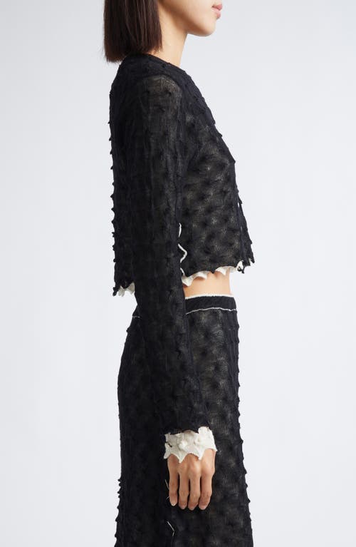 Yanyan Borlor Double Layer Wool Shrunken Cardigan In Black