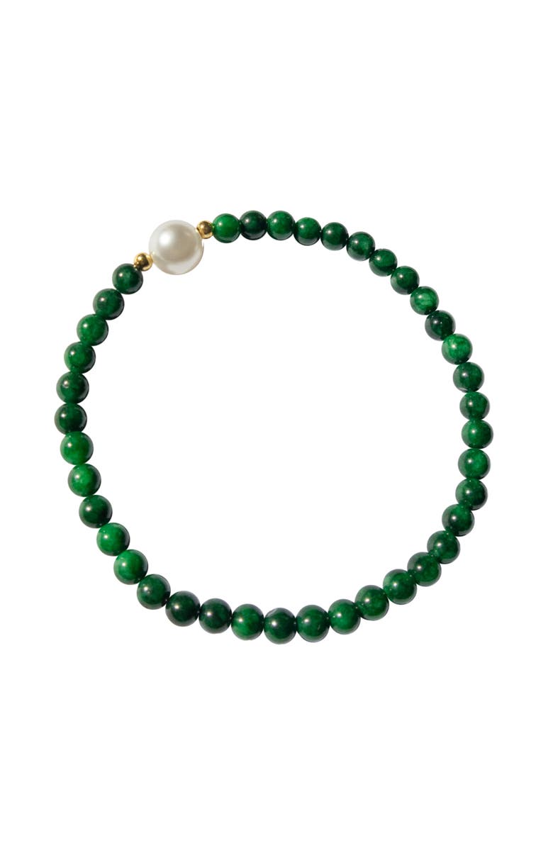 seree Clara Pearl and green chalcedony beaded bracelet, Main, color, Green