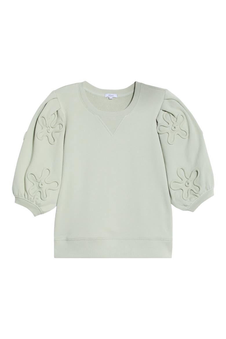 Camy Floral Puff Sleeve Cotton Sweatshirt, Alternate, color, VINTAGE SAGE