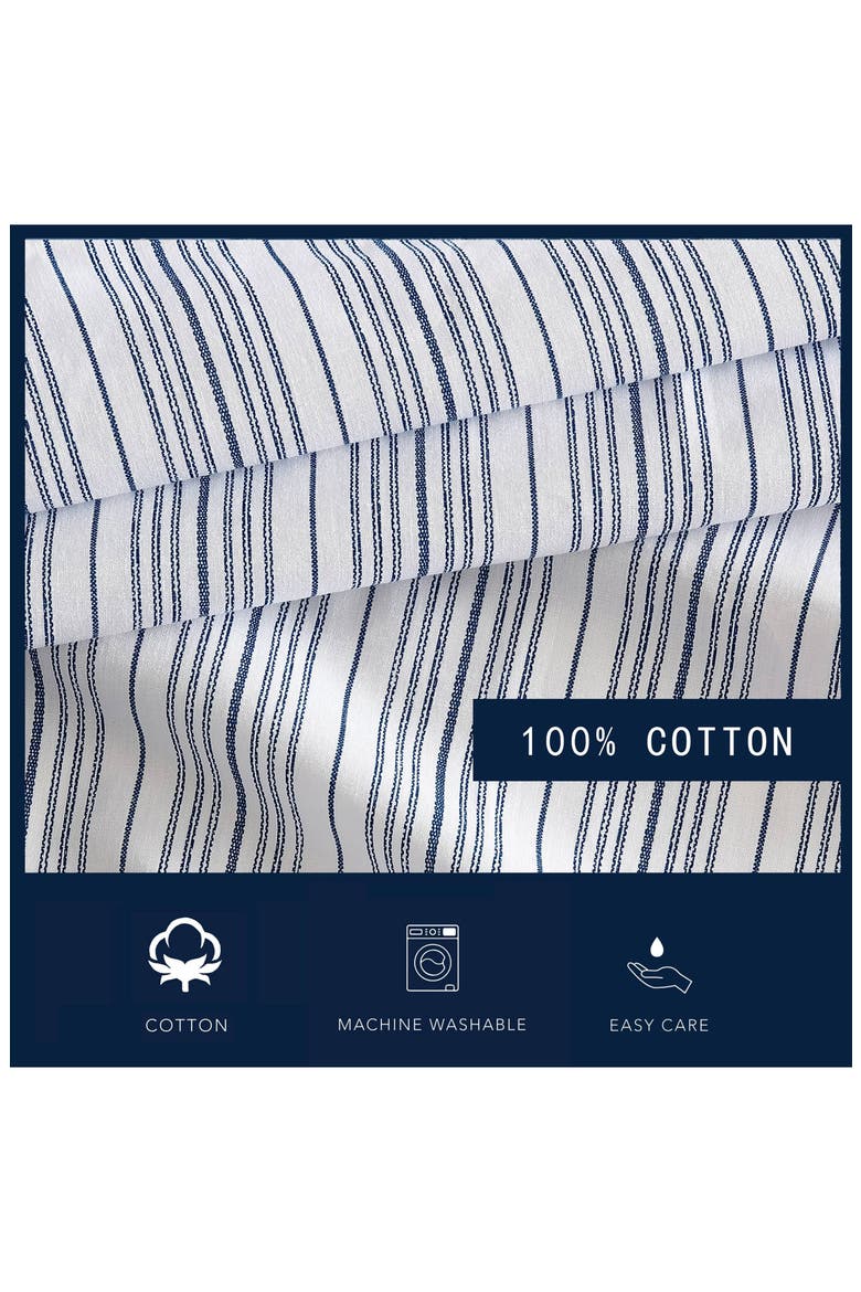 Beaux Stripe Percale Cotton Fitted Sheet, Alternate, color, DARK BLUE