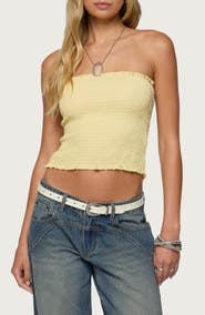 EDIKTED Emmet Smocked Tube Top