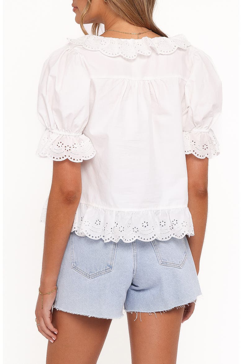 Anouk Eyelet Trim Button-Up Top, Alternate, color, WHITE