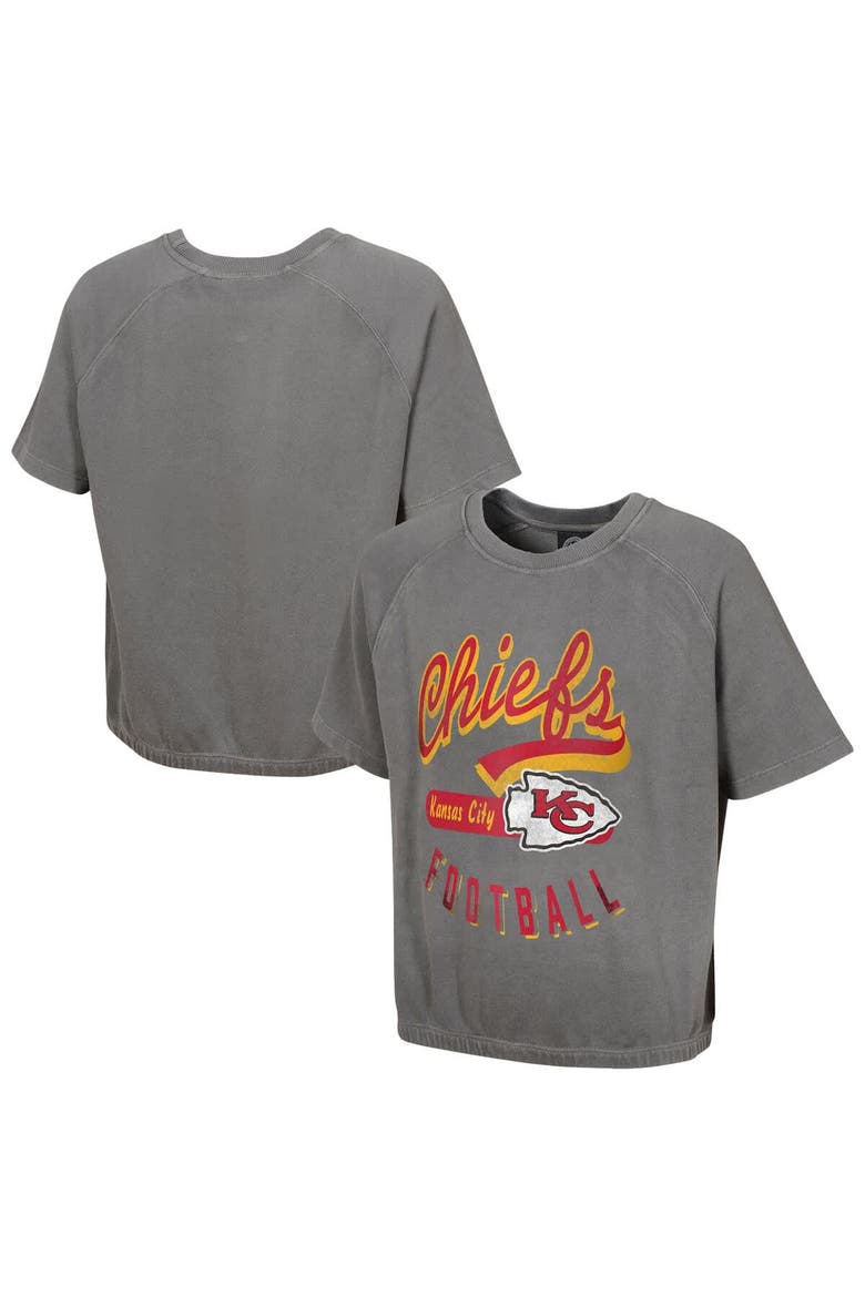 Women's  Gray Kansas City Chiefs Mineral Wash Short Sleeve Top, Main, color, Gray