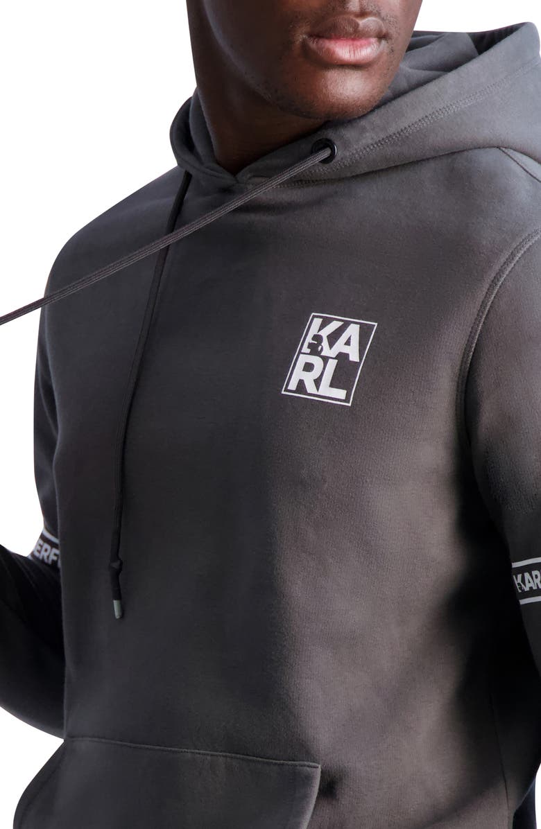 KARL LAGERFELD PARIS Logo Patch Hoodie Sweatshirt, Alternate, color,