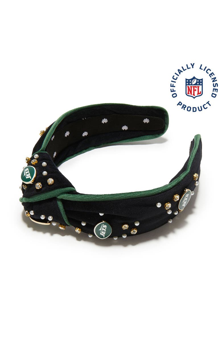 Lele Sadoughi New York Jets Embellished Knotted Headband, Main, color, Jet 001