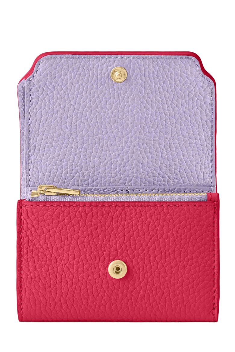 Leather Trifold Wallet, Alternate, color, Fuchsia Lavender