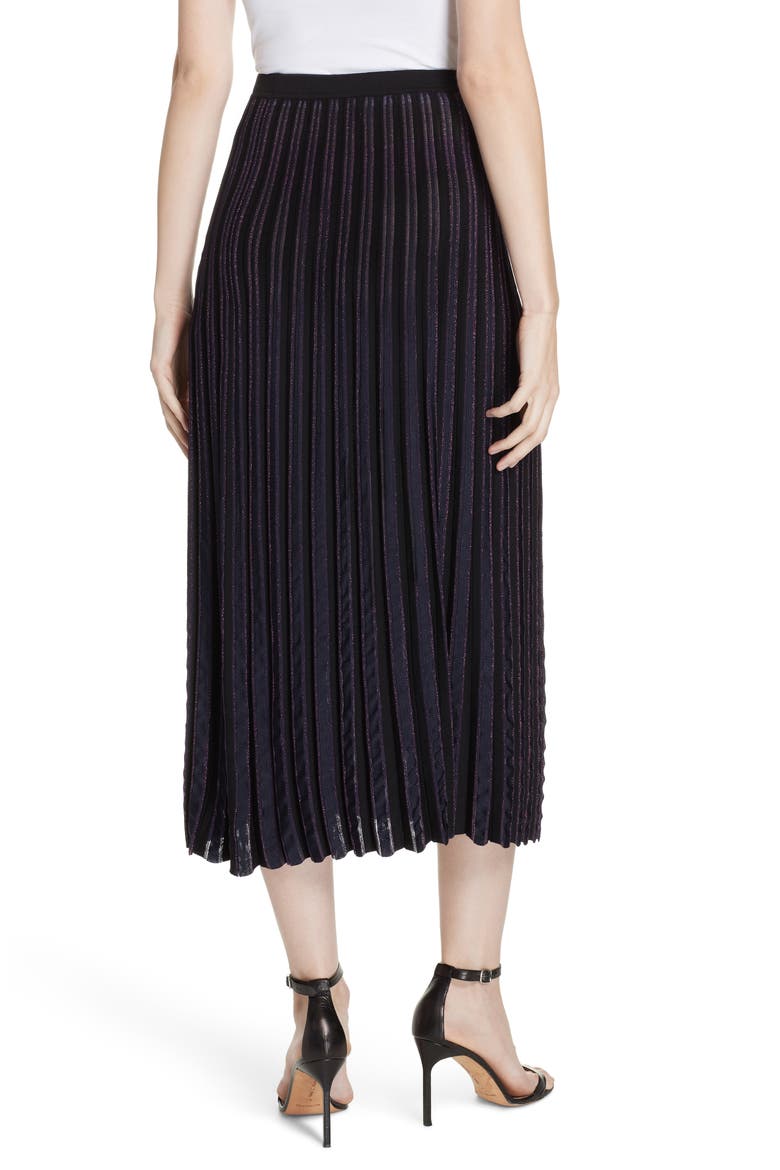 Klara Pleat Midi Skirt, Alternate, color, BLACK/ ALEX NAVY/ TOURMALINE