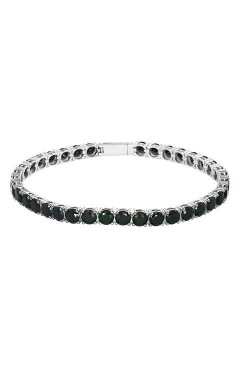 Sterling Silver Black Spinel Tennis Bracelet