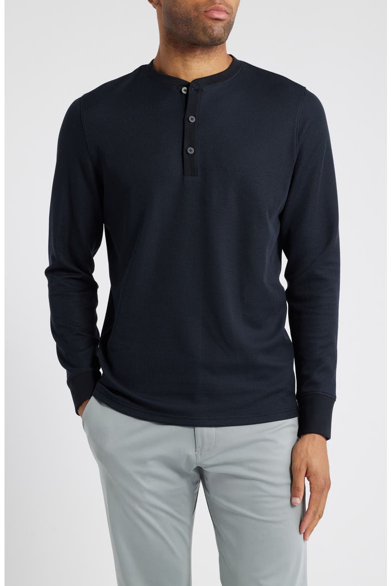 Henderson Long Sleeve Performance Henley, Main, color, BLACK SOLID