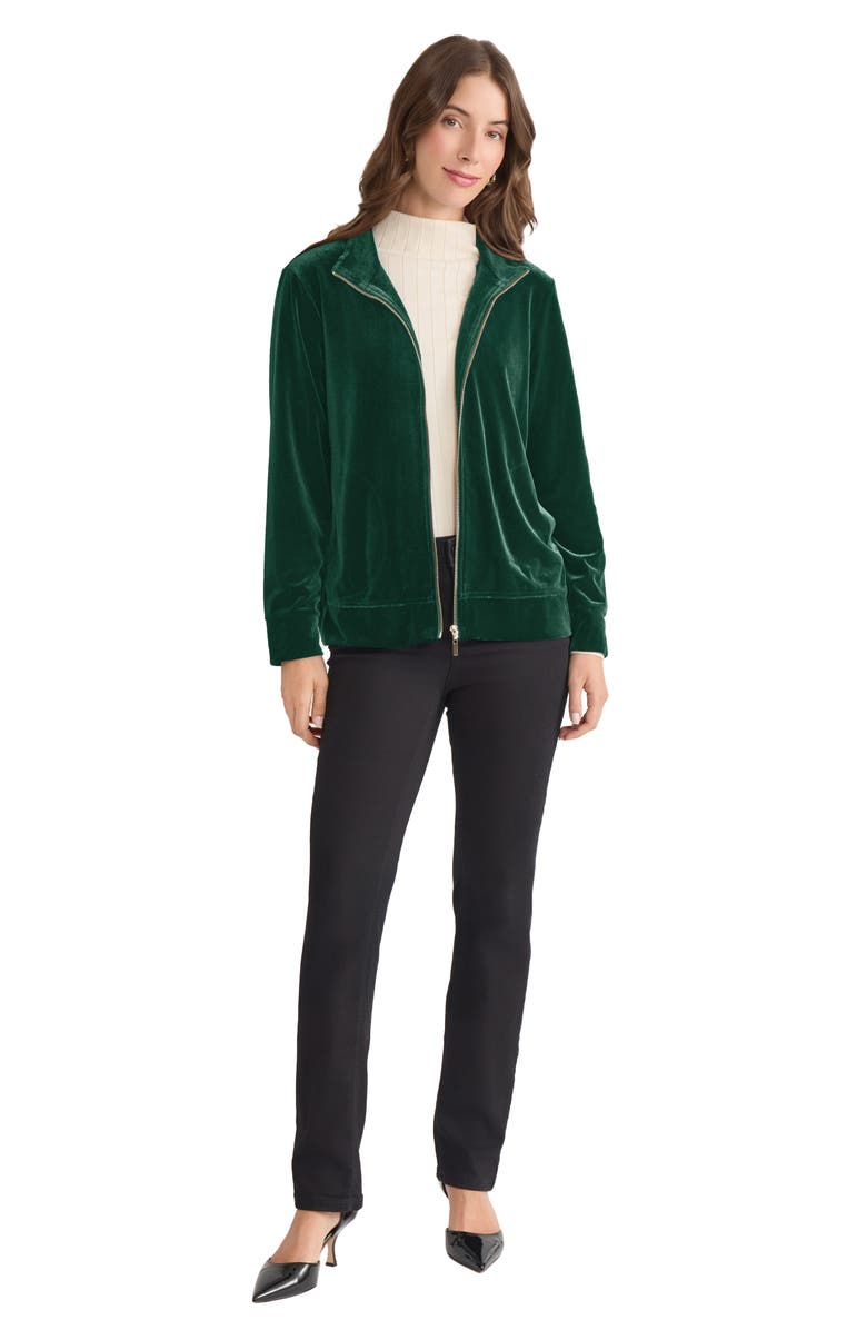 Jones New York Velour Jacket, Alternate, color, Dk Forest Green