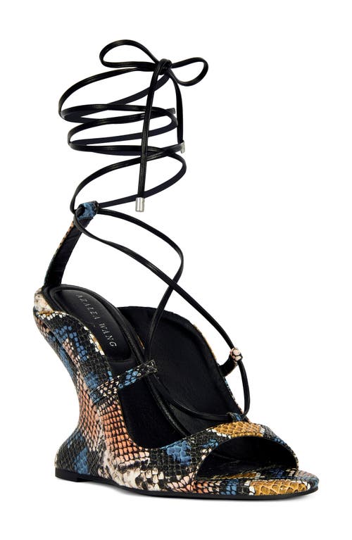AZALEA WANG Orena Wraparound Wedge Sandal in Blue Multi at Nordstrom, Size 7.5
