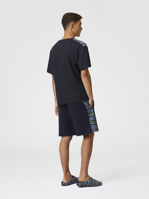 Missoni Cotton Shorts With Zigzag Insert In Blue