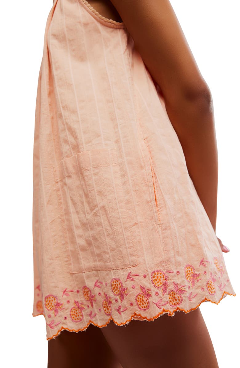 Free People Latecia Embroidered Cotton Babydoll Minidress, Alternate, color, Spring Melon