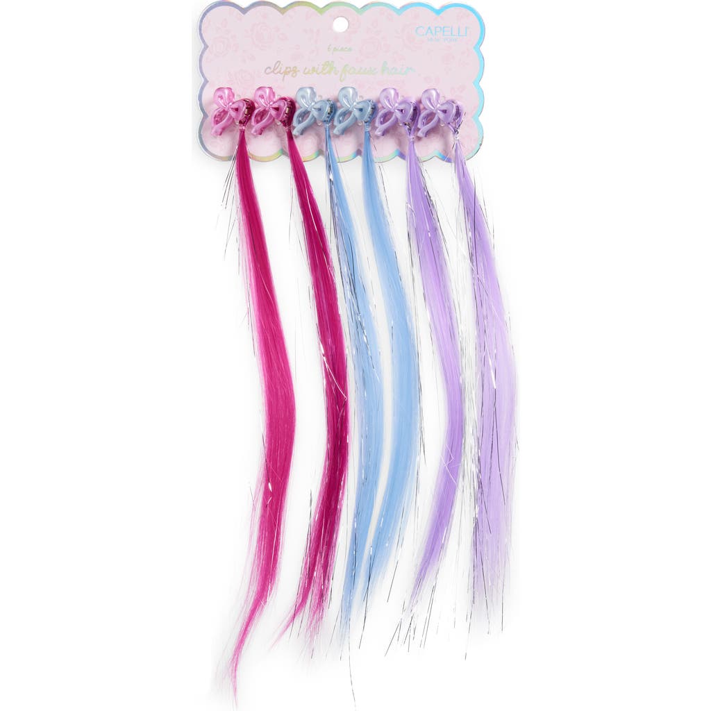 Capelli New York Kids' Assorted 6-pack Tinsel Faux Hair Extensions In Pink