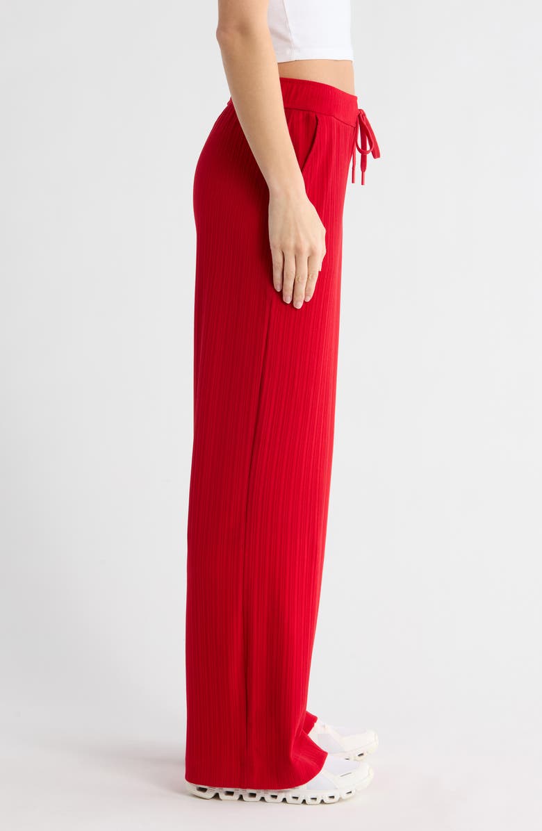 Beyond Yoga Breathe Easy Ribbed Drawstring Waist Pants, Alternate, color, Holly Red