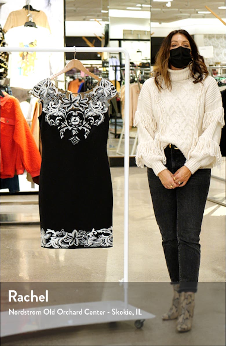 Xscape Embroidered Appliqué Scuba Crepe Cocktail Dress, sales video thumbnail
